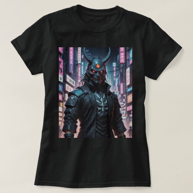 Cyberpunk Demon Samurai T-Shirt (Design Front)