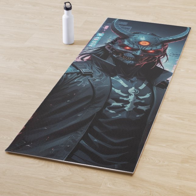 Cyberpunk Demon Samurai Yoga Mat (In Situ)