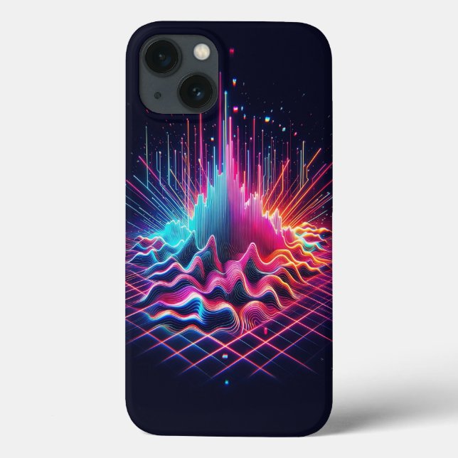 Cyberpunk Digital Soundwave Phone Case Neon Electr (Back)