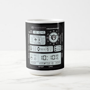 Cyberpunk Digital Watch Face Tech Mug - Dark Mode 