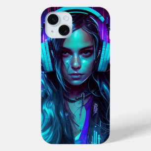 Cyberpunk DJ Girl iPhone 15 Plus Case