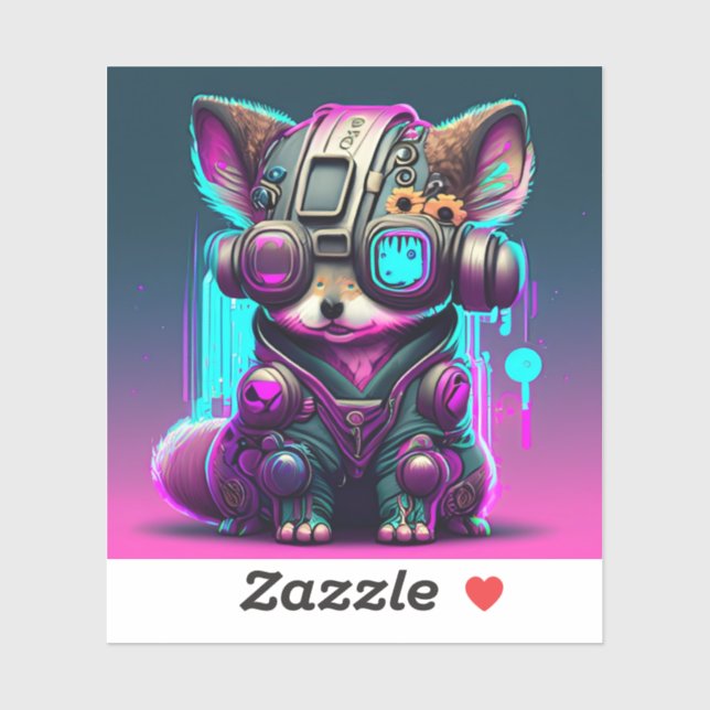 Cyberpunk Dog 1 Custom-Cut Vinyl Sticker (Sheet)