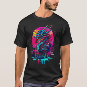 Cyberpunk Dragon Shirt, Retro Futuristic Outrun Sy T-Shirt