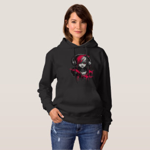 Cyberpunk Egirl Noir Red Hoodie