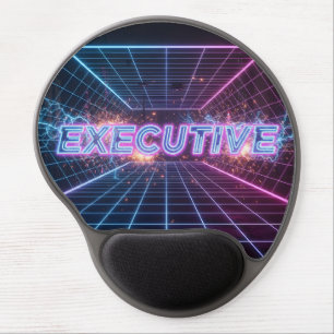Cyberpunk Executive Neon Retro 80s Grid Gel Mouse Pad