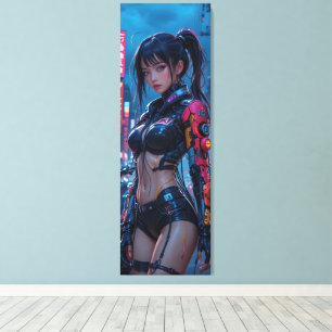 Cyberpunk Femme Fatale: Futuristic AI Android in Canvas Print