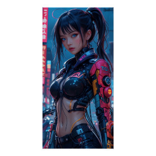 Cyberpunk Femme Fatale: Futuristic AI Android in Poster