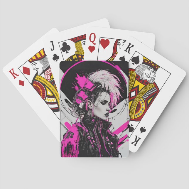 Cyberpunk Femme Fatale Playing Cards (Back)