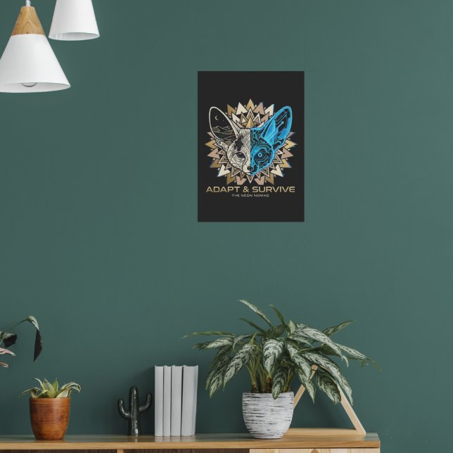 Cyberpunk Fennec Fox Geometric Poster (Living Room 1)