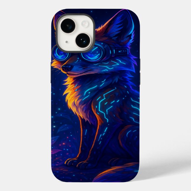 Cyberpunk Fox in Neon Jungle – Futuristic art Case-Mate iPhone Case (Back)