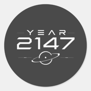 Cyberpunk Future Year 2147 Sci Fi Retro Futurism Classic Round Sticker