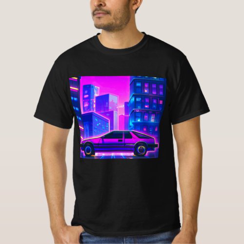 Cyberpunk futuristic neon car  T_Shirt