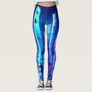 Cyberpunk Futuristic Neon City Leggings