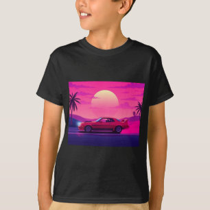 Cyberpunk Gamer Sunset Car Boy's T-Shirt
