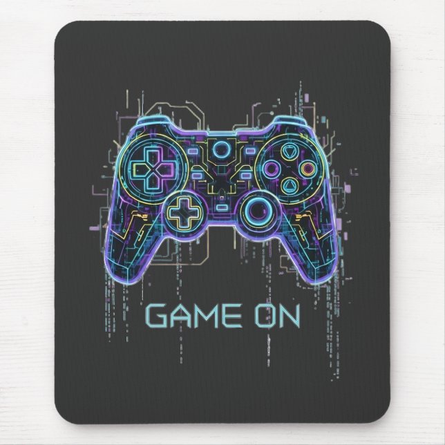  ​Cyberpunk Gaming Controller - Neon Game On Tech  Mouse Pad (Front)