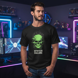 Cyberpunk Gaming Skulls T-Shirt | Neon Gamer Skull