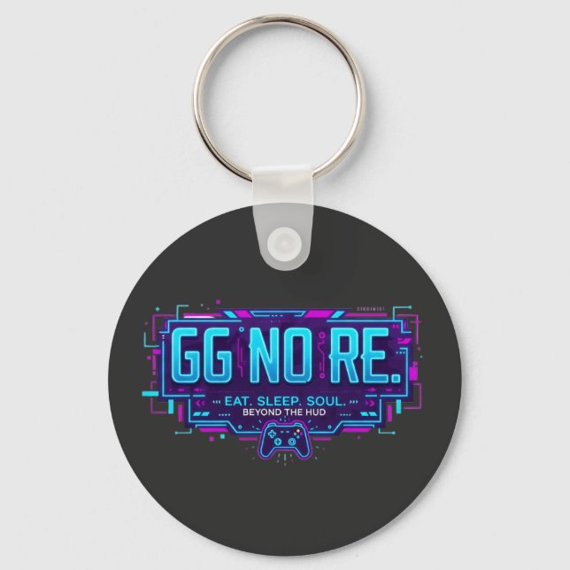​Cyberpunk GG NO RE Gaming Aesthetic - Neon Gamer  Keychain (Front)