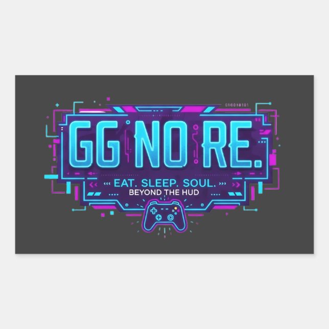 ​Cyberpunk GG NO RE Gaming Aesthetic - Neon Gamer  Rectangular Sticker (Front)