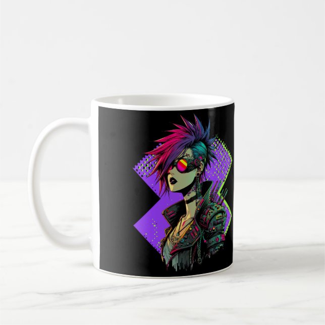 Cyberpunk Girl Coffee Mug (Left)