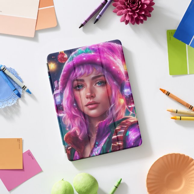 Cyberpunk Girl Elf iPad Pro Cover (Desk)