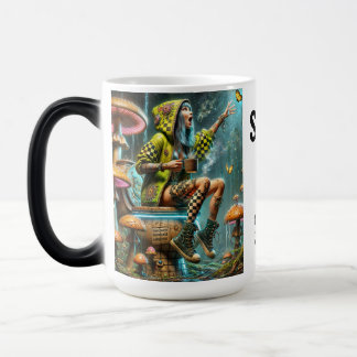 cyberpunk girl on mushroom color morph mug