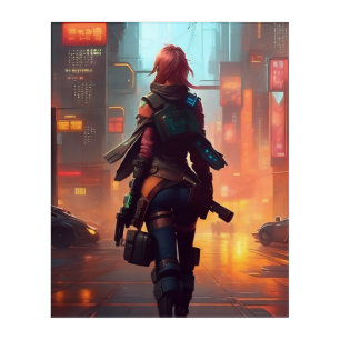 Cyberpunk Girl With A Gun Acrylic Print