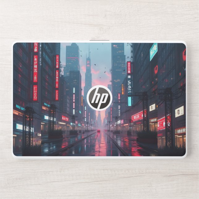 Cyberpunk Glitch Aesthetic Laptop Skin – Neon Ligh (Front)