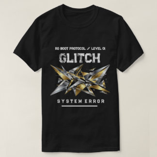 Cyberpunk Glitch Art Metallic Gold & Chrome Men's  T-Shirt