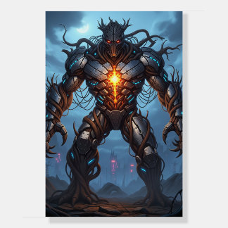 Cyberpunk Golem Tech-Horror Wall Art Foam Board