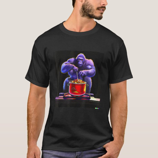 Cyberpunk Gorilla Aesthetic Cooking Dinner  9 T-Shirt (Front)
