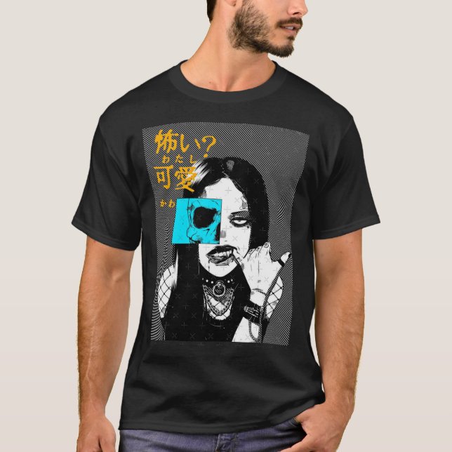 Cyberpunk Goth Style Girl funny T-Shirt (Front)