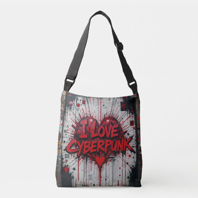 Cyberpunk Graffiti Crossbody Bag (Front)