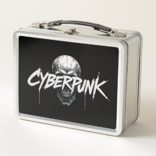 Cyberpunk Graffiti Skull   Metal Lunch Box