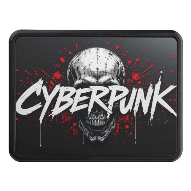Cyberpunk Graffiti Skull Trailer Hitch Cover  (Front)