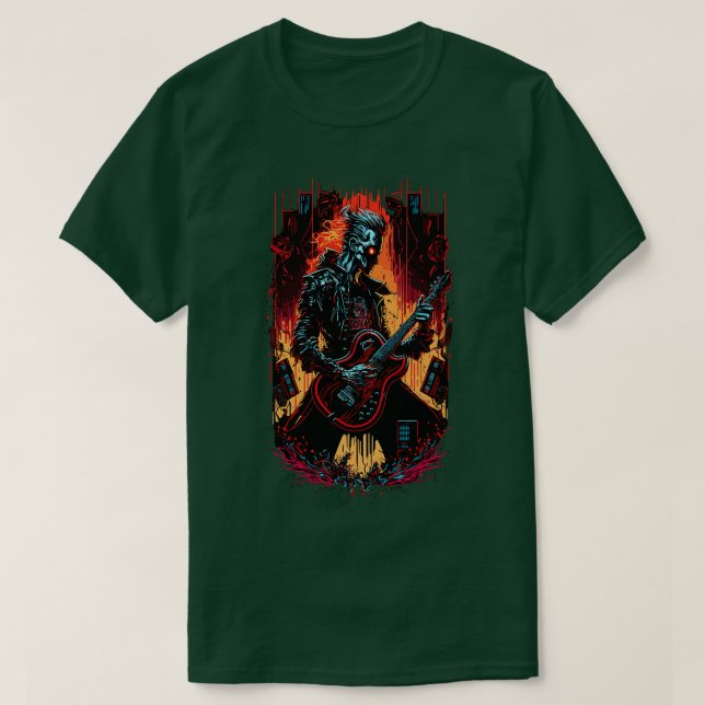 Cyberpunk Guitar Gift Guitarist Rock Concert Festi T-Shirt (Design Front)