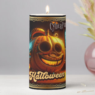 CYBERPUNK HALLOWEEN PUMPKIN PILLAR CANDLE