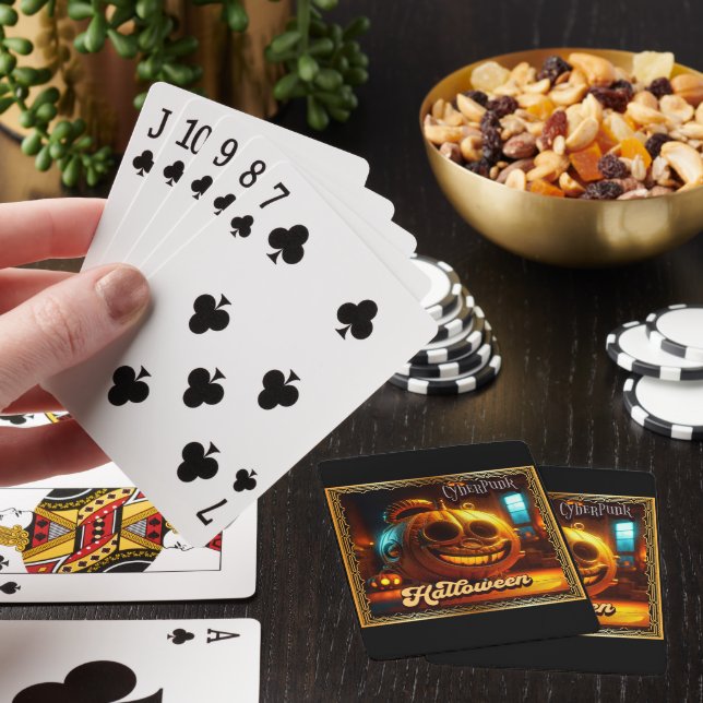CYBERPUNK HALLOWEEN PUMPKIN POKER CARDS (In Situ)