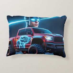 Cyberpunk Hero Monster Truck Accent Pillow