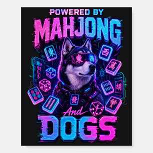 Cyberpunk Husky Neon Mahjong Gaming Dog Lover Foam Board