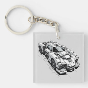 Cyberpunk Ink Car Illustration  Keychain