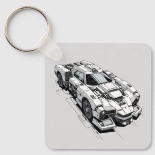 Cyberpunk Ink Car Illustration keychain