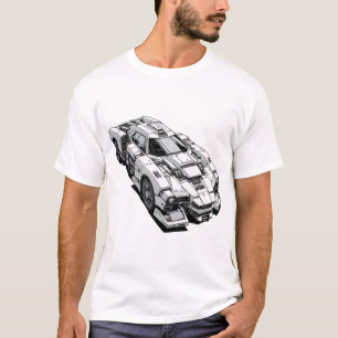 Cyberpunk Ink Drawing of Futuristic Car T-Shirt