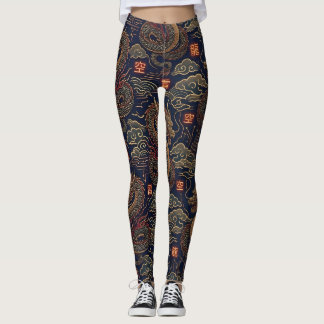 Cyberpunk Japanese Dragon Neon Tech Pattern Leggings