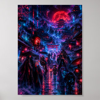 Cyberpunk Japanese Yokai Parade 2  Poster