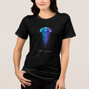 Cyberpunk Jellyfish Deep Signal – Futuristic Neon Tri-Blend Shirt