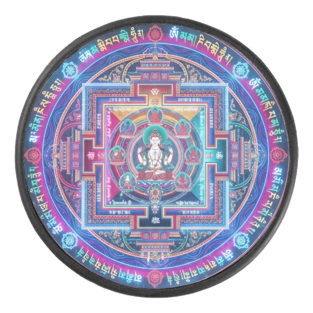 Cyberpunk Mandala Hockey Puck (Front)
