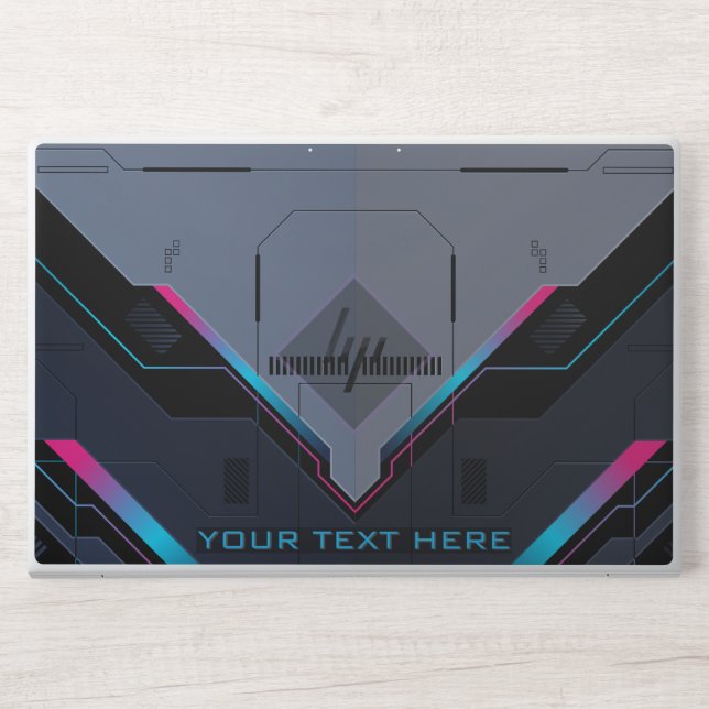 Cyberpunk Mecha Armor Custom Name Laptop Skin (Front)