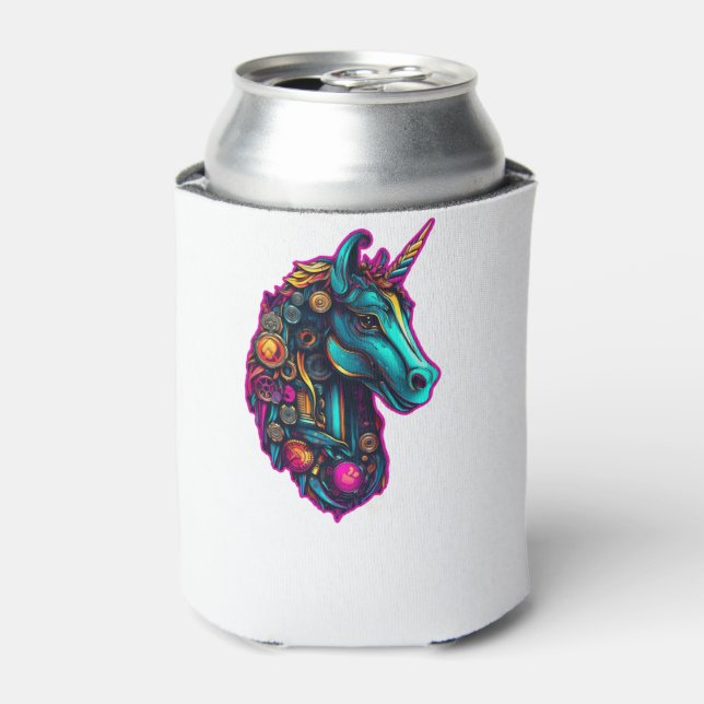 Cyberpunk Metal Unicorn  Can Cooler (Can Front)