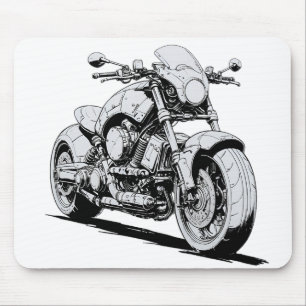 Cyberpunk Motorcycle Ink Drawing Mousepad
