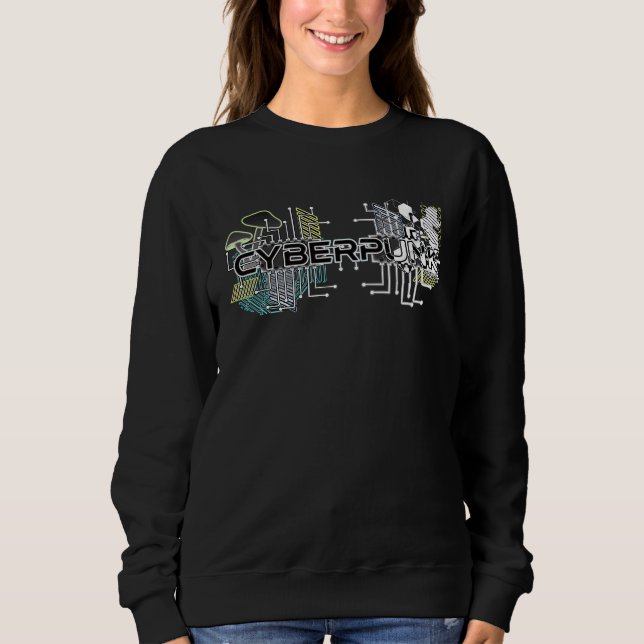 Cyberpunk Mushroom Trippy Psychedelic Retro Glitch Sweatshirt (Front)